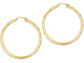 FJC Finejewelers 14k Yellow Gold Satin and Bright-cut 3mm Round Hoop Earrings