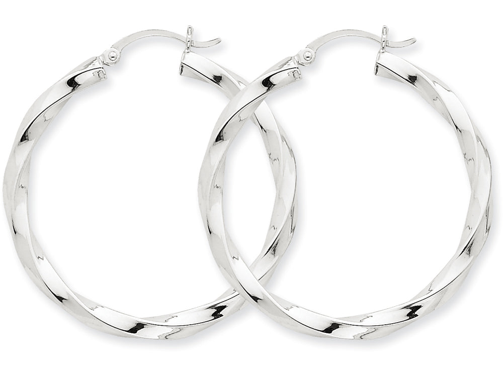 FJC Finejewelers 14k White Gold 3mm Twisted Hoop Earrings