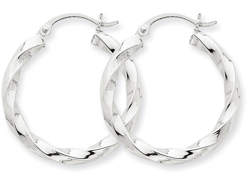 FJC Finejewelers 14k White Gold 3mm Twisted Hoop Earrings