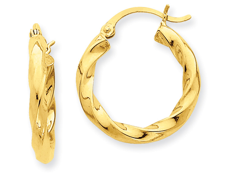 FJC Finejewelers 14k Yellow Gold Polished 3mm Twisted Hoop Earrings