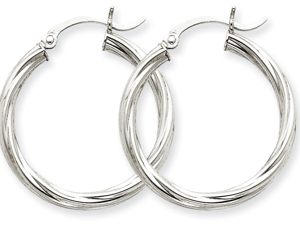 FJC Finejewelers 14k White Gold Polished 3.25mm Twisted Hoop Earrings