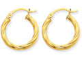 FJC Finejewelers 14k Yellow Gold Polished 3.25mm Twisted Hoop Earrings