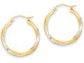 FJC Finejewelers 14k Yellow Gold and Rhodium Bright-cut 2.5mm Twisted Hoop Earrings