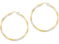 FJC Finejewelers 14k Yellow Gold and Rhodium Bright-cut 2.5mm Twisted Hoop Earrings