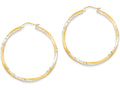 FJC Finejewelers 14k Yellow Gold and Rhodium Bright-cut 2.5mm Twisted Hoop Earrings