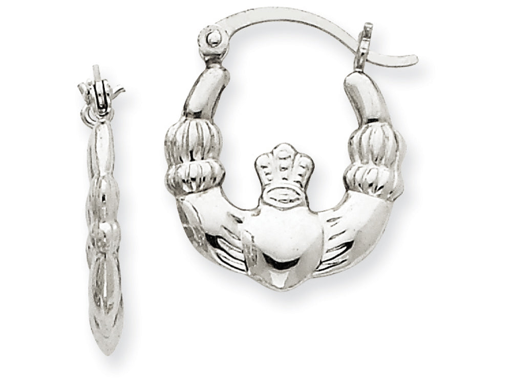 FJC Finejewelers 14k White Gold Claddagh Hoop Earrings