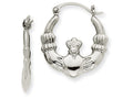 FJC Finejewelers 14k White Gold Claddagh Hoop Earrings