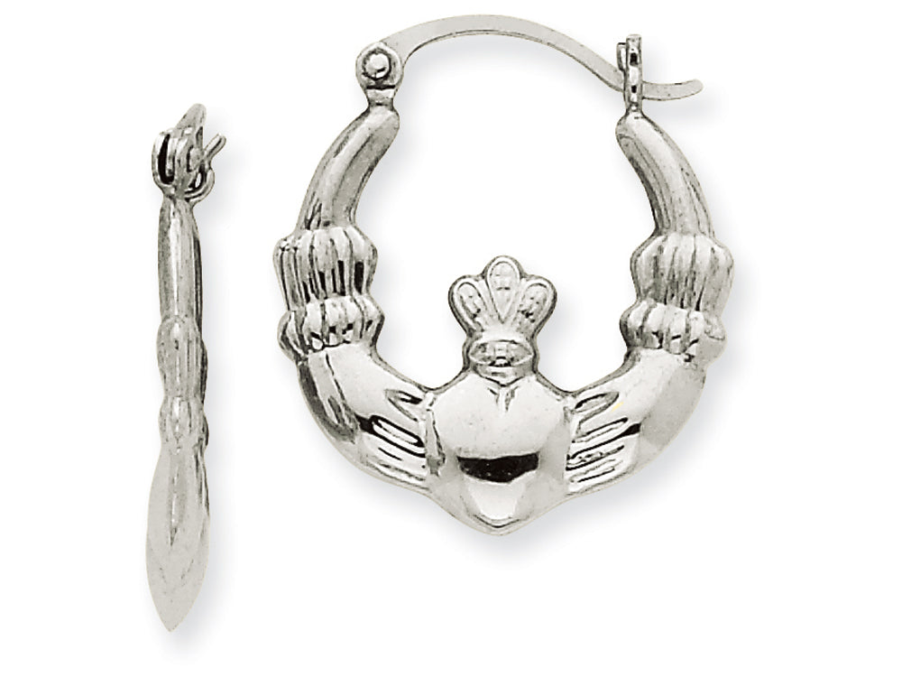 FJC Finejewelers 14k White Gold Claddagh Hoop Earrings