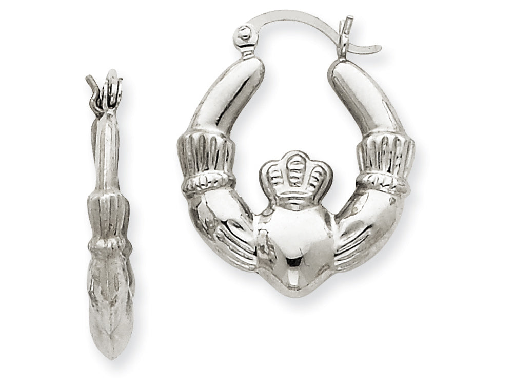 FJC Finejewelers 14k White Gold Claddagh Hoop Earrings