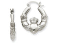 FJC Finejewelers 14k White Gold Claddagh Hoop Earrings