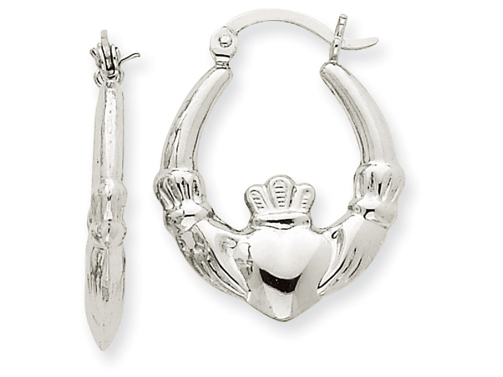FJC Finejewelers 14k White Gold Claddagh Hoop Earrings