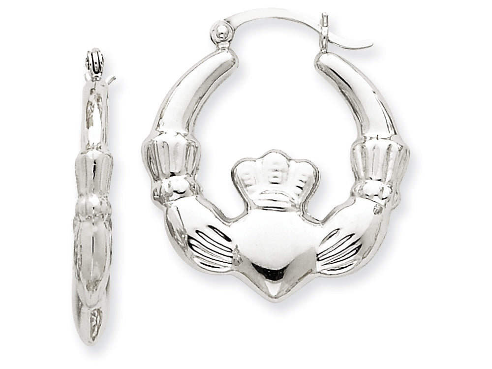 FJC Finejewelers 14k White Gold Claddagh Hoop Earrings