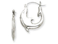 FJC Finejewelers 14k White Gold Polished Dolphin Hoop Earrings
