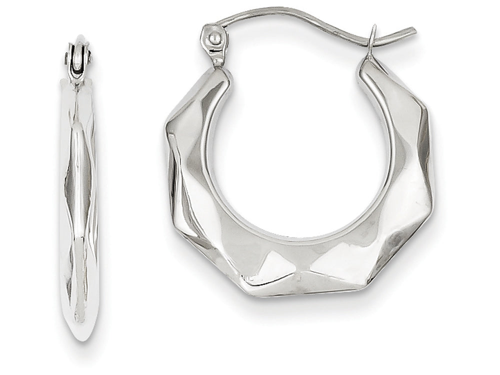 FJC Finejewelers 14k White Gold Faceted Hoop Earrings