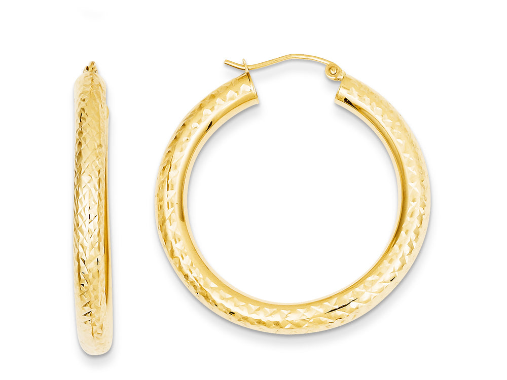FJC Finejewelers 14k Yellow Gold Bright-cut 4mm Round Hoop Earrings