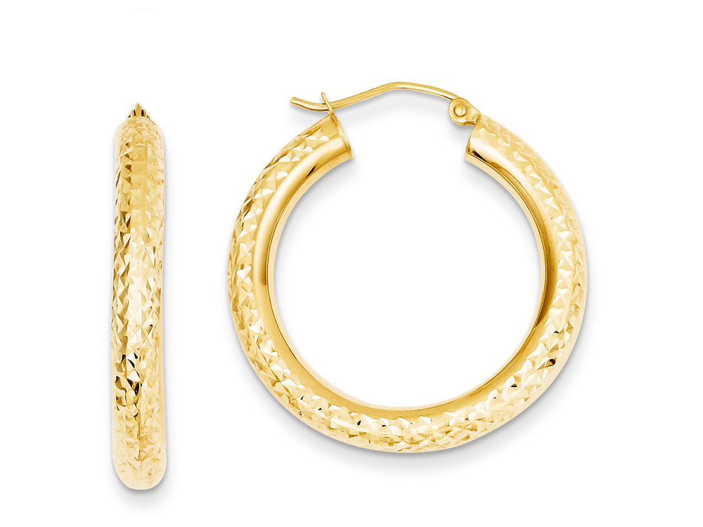 FJC Finejewelers 14k Yellow Gold Bright-cut 4mm Round Hoop Earrings