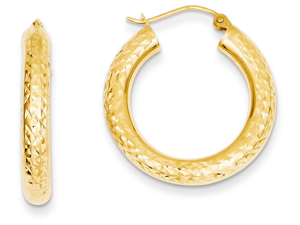 FJC Finejewelers 14k Yellow Gold Bright-cut 4mm Round Hoop Earrings