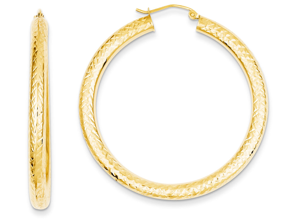 FJC Finejewelers 14k Yellow Gold Bright-cut 4mm Round Hoop Earrings