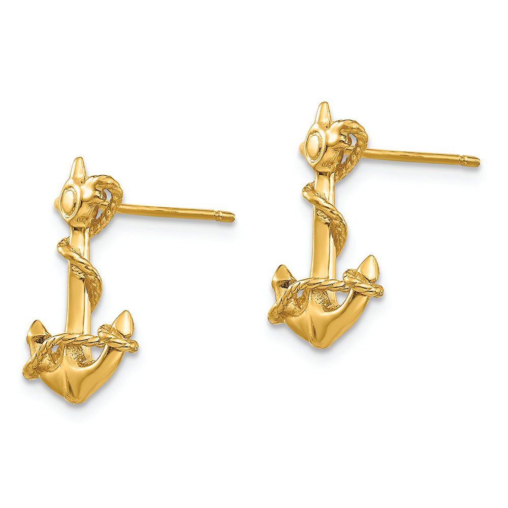 FJC Finejewelers 14k Yellow Gold 3d Anchor with Rope Post Earrings