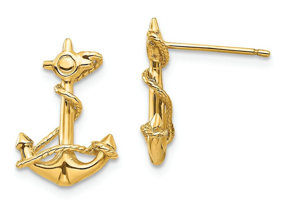 FJC Finejewelers 14k Yellow Gold 3d Anchor with Rope Post Earrings