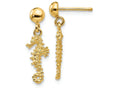 FJC Finejewelers 14k Yellow Gold 3d Mini Seahorse Dangle Post Earrings