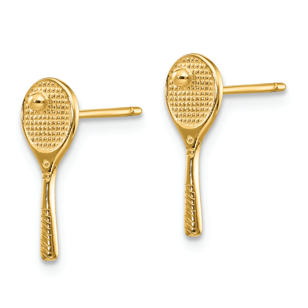 FJC Finejewelers 14k Yellow Gold Mini Tennis Racquet with Ball Post Earrings