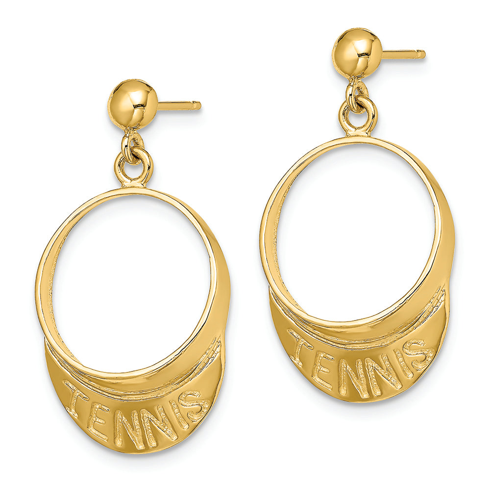 FJC Finejewelers 14k Yellow Gold 3d Tennis Visor Dangle Post Earrings