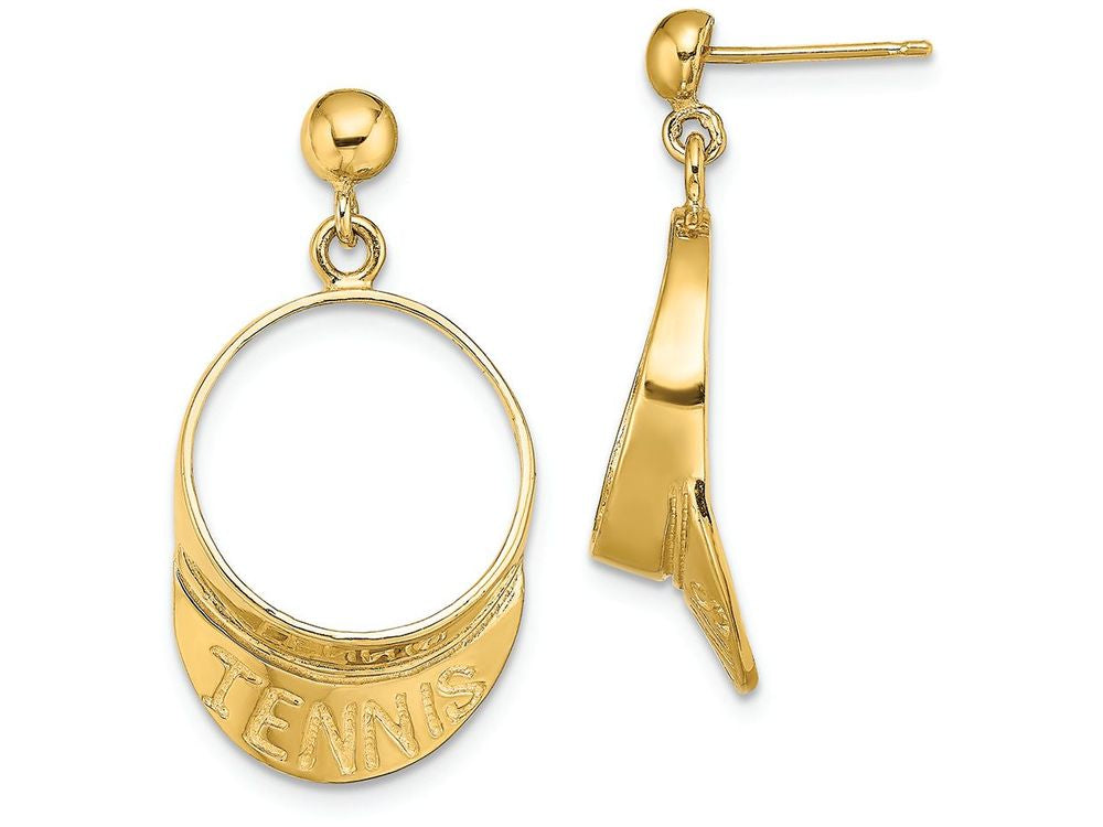 FJC Finejewelers 14k Yellow Gold 3d Tennis Visor Dangle Post Earrings