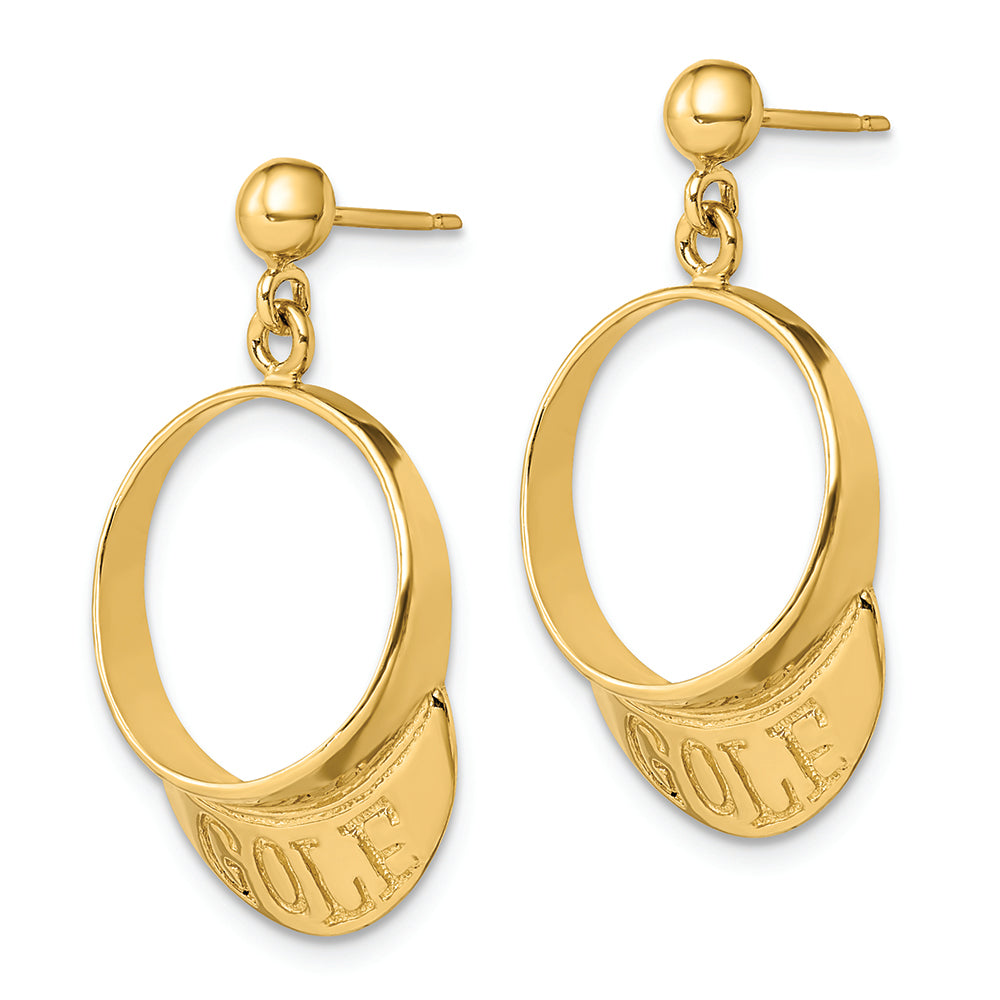 FJC Finejewelers 14k Yellow Gold 3d Golf Visor Dangle Post Earrings