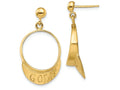 FJC Finejewelers 14k Yellow Gold 3d Golf Visor Dangle Post Earrings