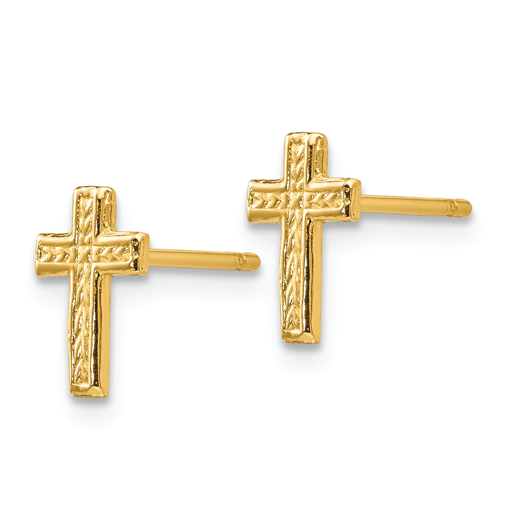 FJC Finejewelers 14k Yellow Gold Polished Cross Post Earrings