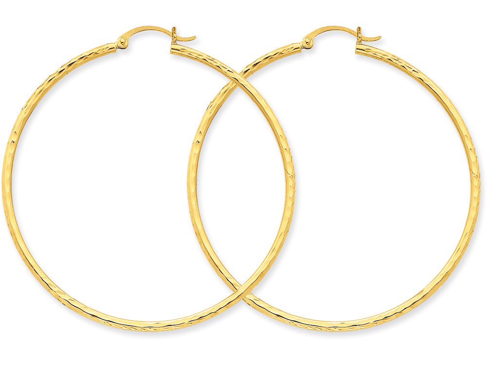 FJC Finejewelers 14k Yellow Gold Bright-cut 2mm Round Tube Hoop Earrings