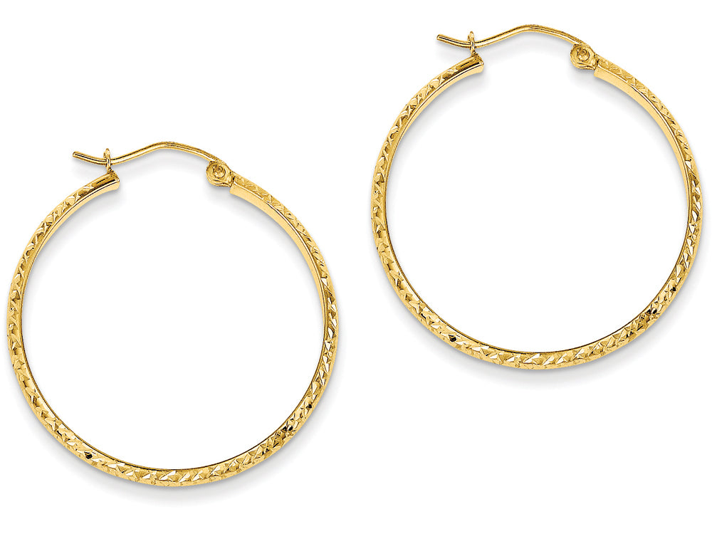 FJC Finejewelers 14k Yellow Gold Bright-cut 2.8x30mm Hollow Hoop Earrings