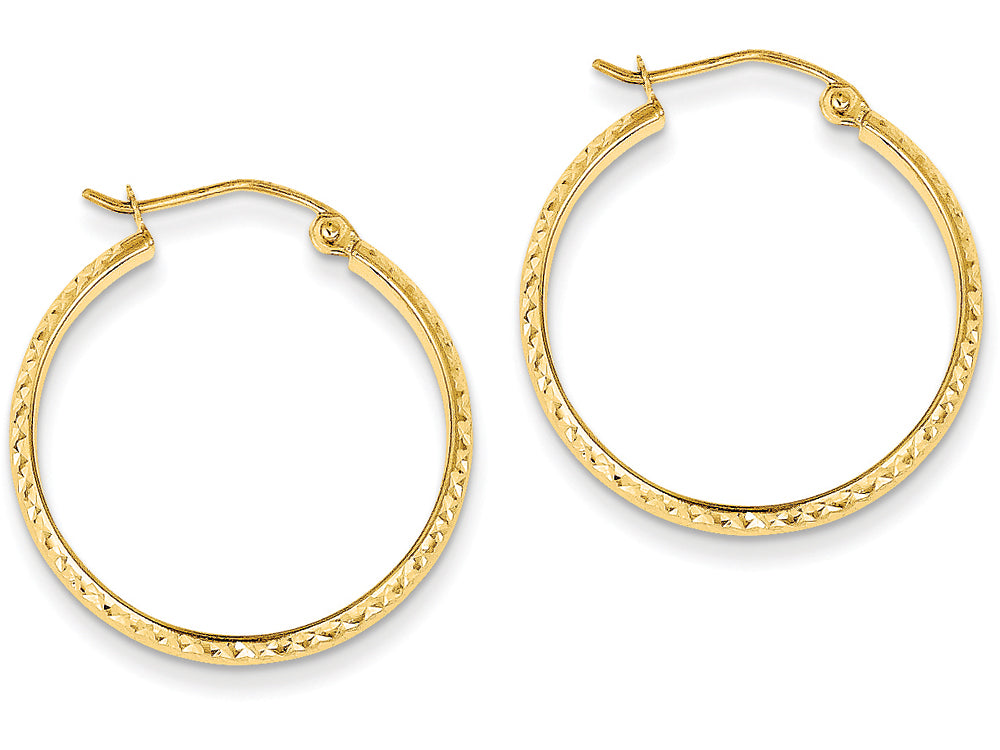 FJC Finejewelers 14k Yellow Gold Bright-cut 2.8x25mm Hollow Hoop Earrings