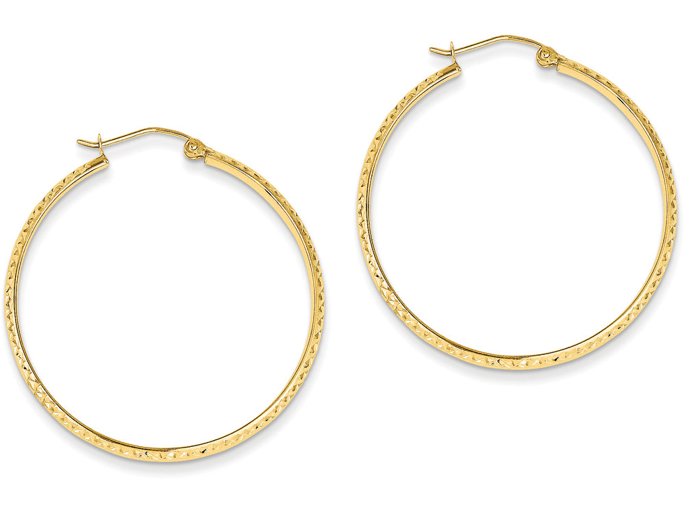 FJC Finejewelers 14k Yellow Gold Bright-cut 2.8x37mm Hollow Hoop Earrings