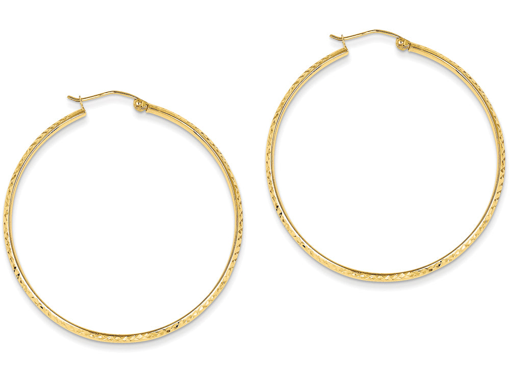 FJC Finejewelers 14k Yellow Gold Bright-cut 2.8x46mm Hollow Hoop Earrings