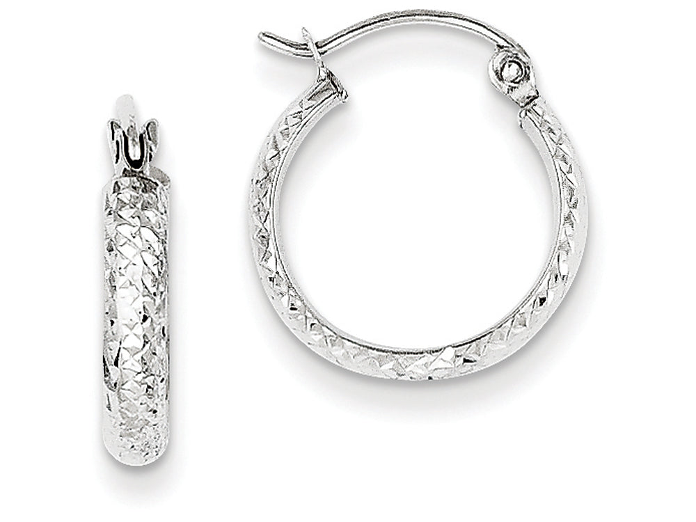 FJC Finejewelers 14k White Gold Bright-cut 2.8x15mm Hollow Hoop Earrings