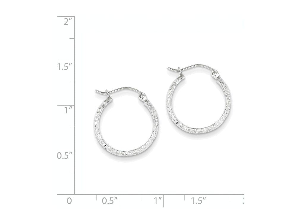 FJC Finejewelers 14k White Gold Bright-cut 2.8x18mm Hollow Hoop Earrings