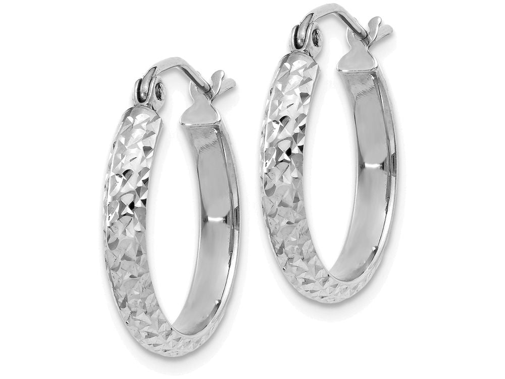 FJC Finejewelers 14k White Gold Bright-cut 2.8x18mm Hollow Hoop Earrings