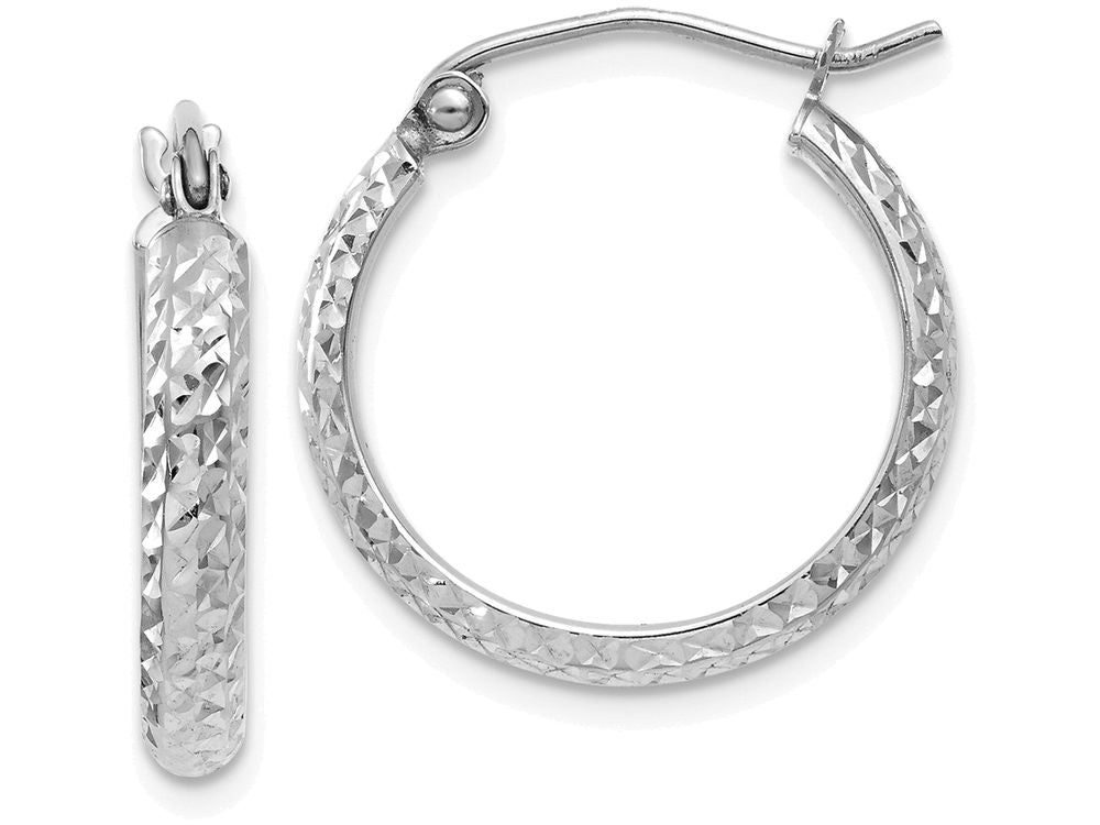 FJC Finejewelers 14k White Gold Bright-cut 2.8x18mm Hollow Hoop Earrings
