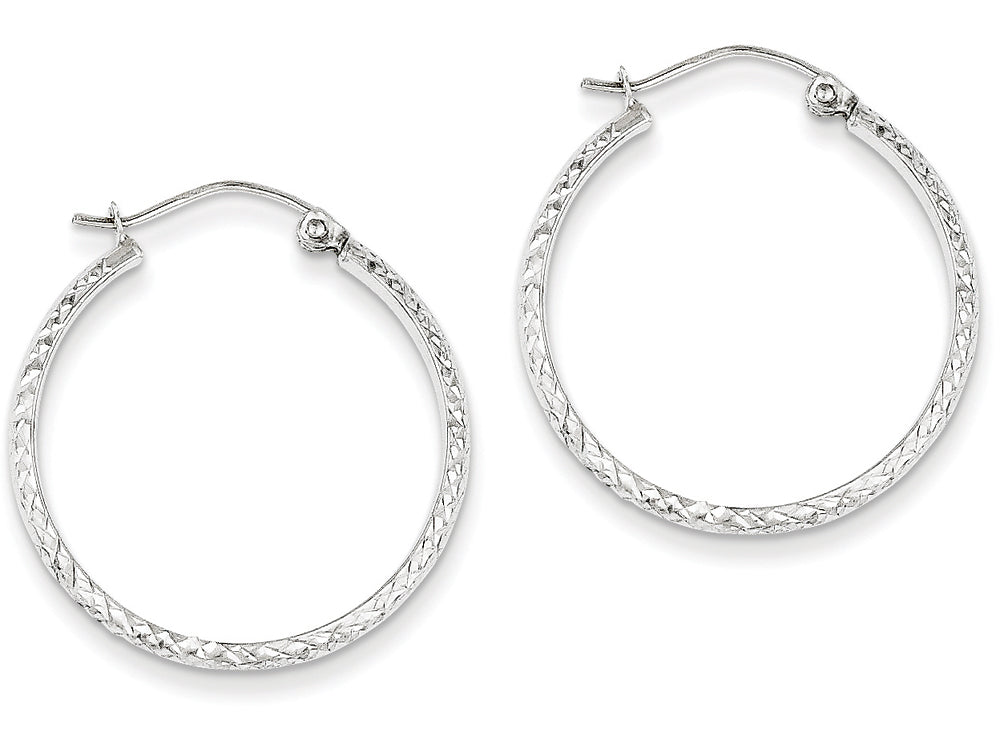 FJC Finejewelers 14k White Gold Bright-cut 2.8x25mm Hollow Hoop Earrings