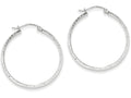 FJC Finejewelers 14k White Gold Bright-cut 2.8x30mm Hollow Hoop Earrings