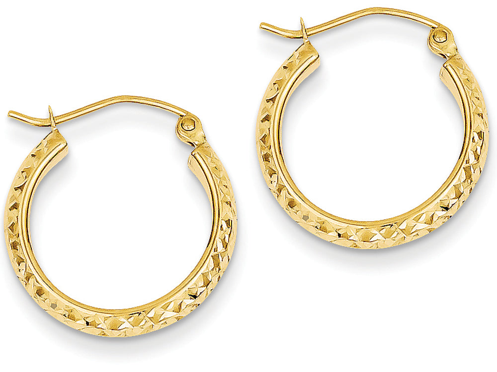 FJC Finejewelers 14k Yellow Gold Bright-cut 3.5x17mm Hollow Hoop Earrings