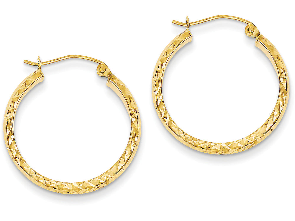 FJC Finejewelers 14k Yellow Gold Bright-cut 3.5x22mm Hollow Hoop Earrings