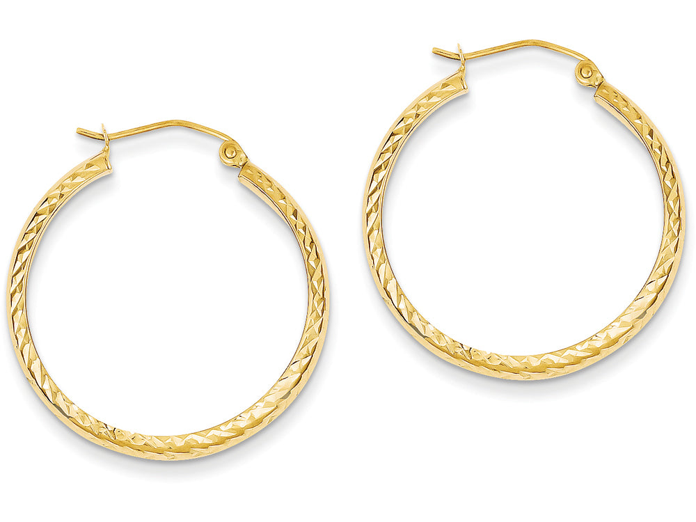 FJC Finejewelers 14k Yellow Gold Bright-cut 3.5x28mm Hollow Hoop Earrings