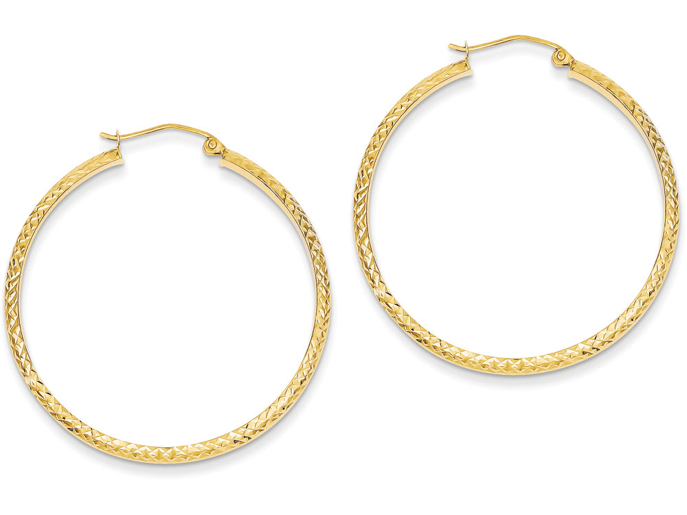 FJC Finejewelers 14k Yellow Gold Bright-cut 3.5 x 38mm Hollow Hoop Earrings