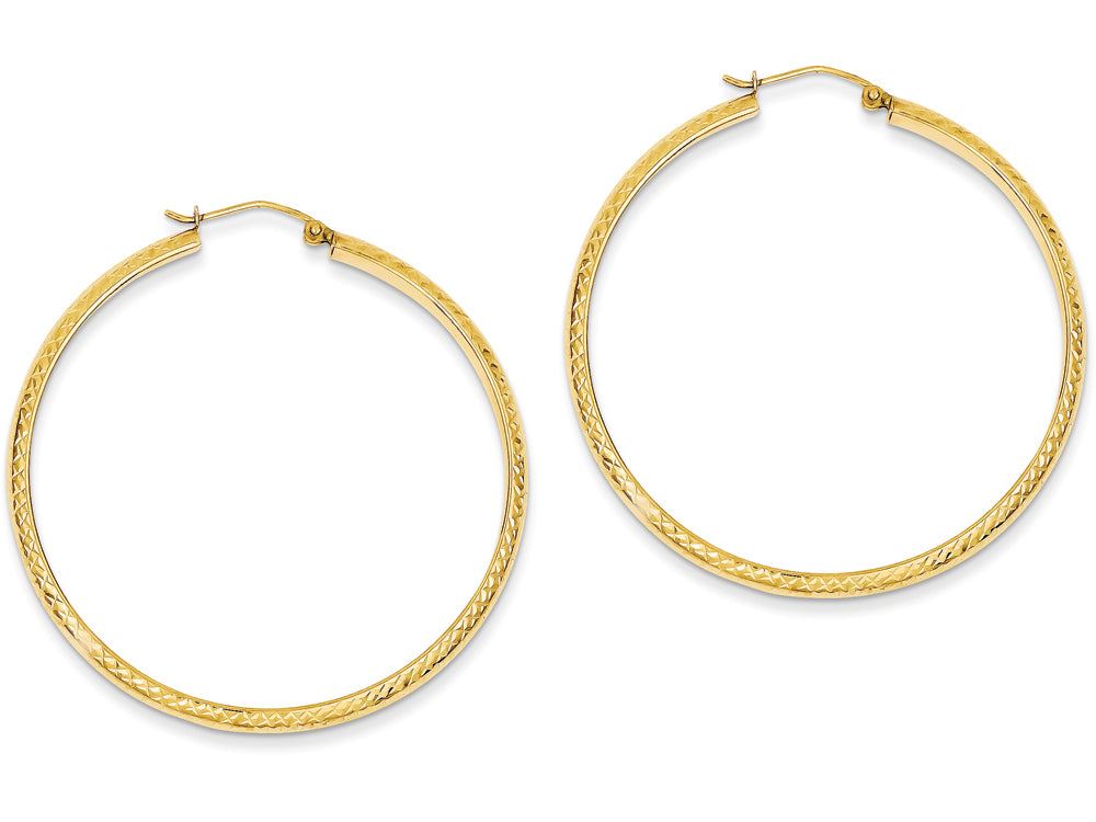 FJC Finejewelers 14k Yellow Gold Bright-cut 3.5x46mm Hollow Hoop Earrings
