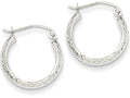 FJC Finejewelers 14k White Gold Bright-cut 3.5x17mm Hollow Hoop Earrings