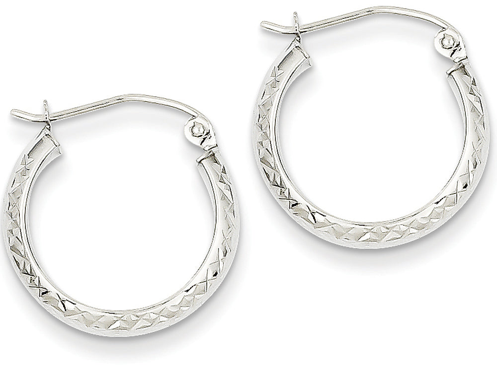 FJC Finejewelers 14k White Gold Bright-cut 3.5x17mm Hollow Hoop Earrings