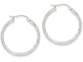 FJC Finejewelers 14k White Gold Bright-cut 3.5x28mm Hollow Hoop Earrings